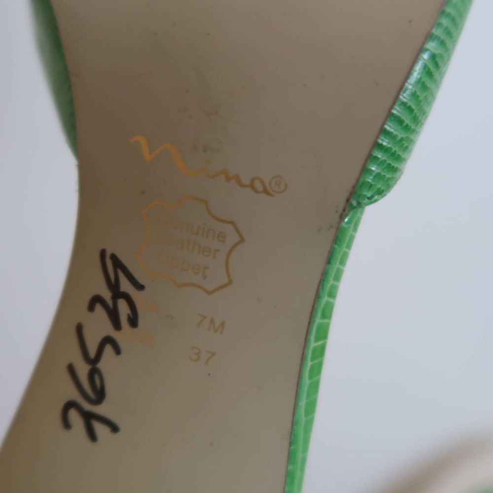 Vintage 90s green open toe mule sandal heels - Picture 7 of 7